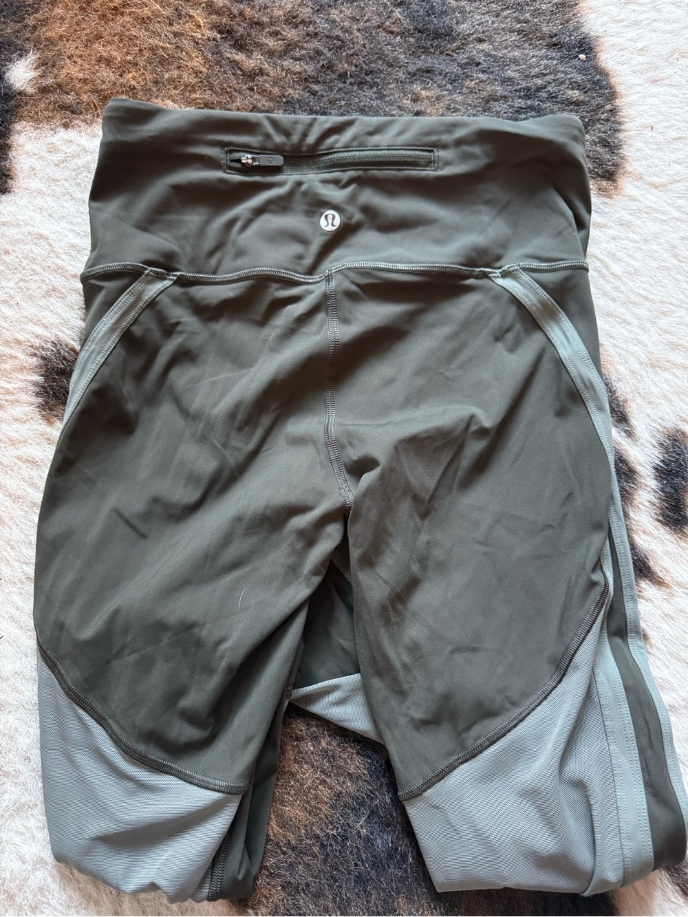 lululemon athletica Olive Green Athletic Shorts with mesh Panels